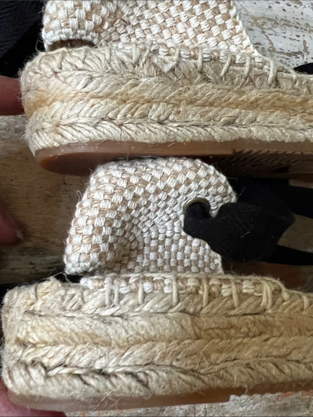 Soludos Black and Natural Lace-Up Espadrilles Size 10